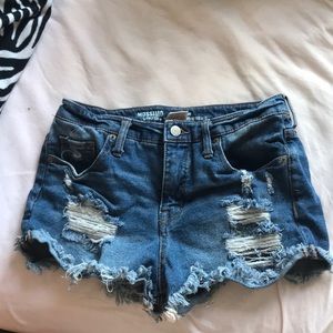 Ripped jean shorts